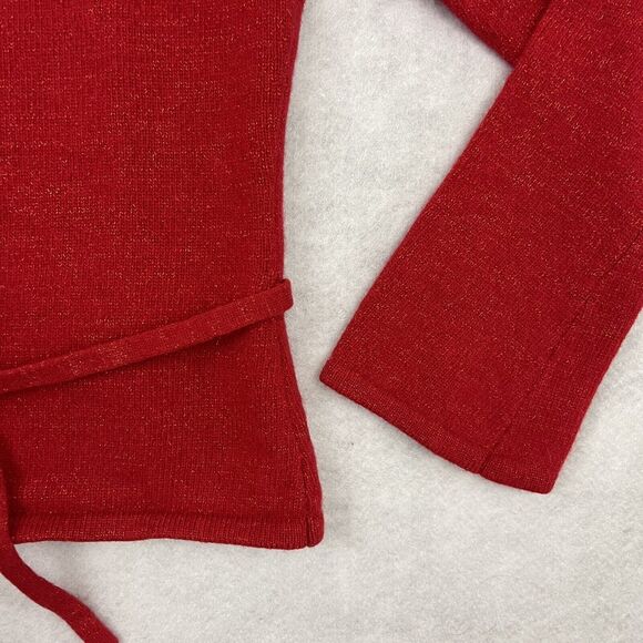 KCKC Turtleneck Lambs Wool Sweater Womens Size Medium Red Glitter - Picture 7 of 13